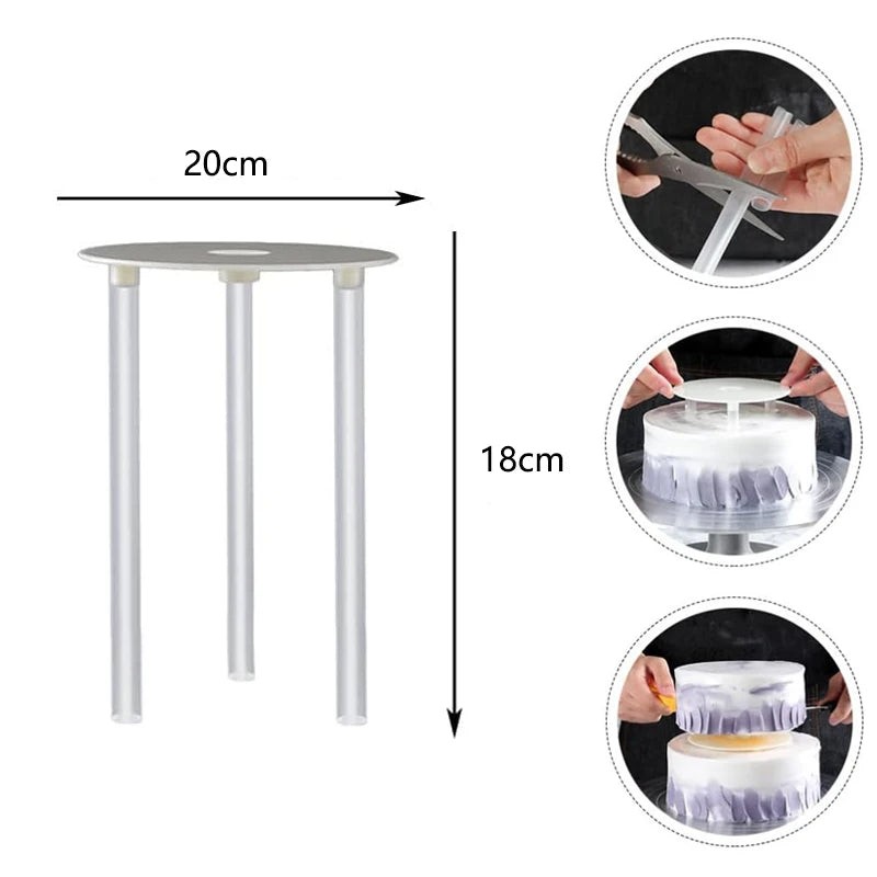 Plastic Cake Dowel Rods Set White Cake Sticks Support Rods Separator Plates Multilayer Cake Stand Suspended Gasket