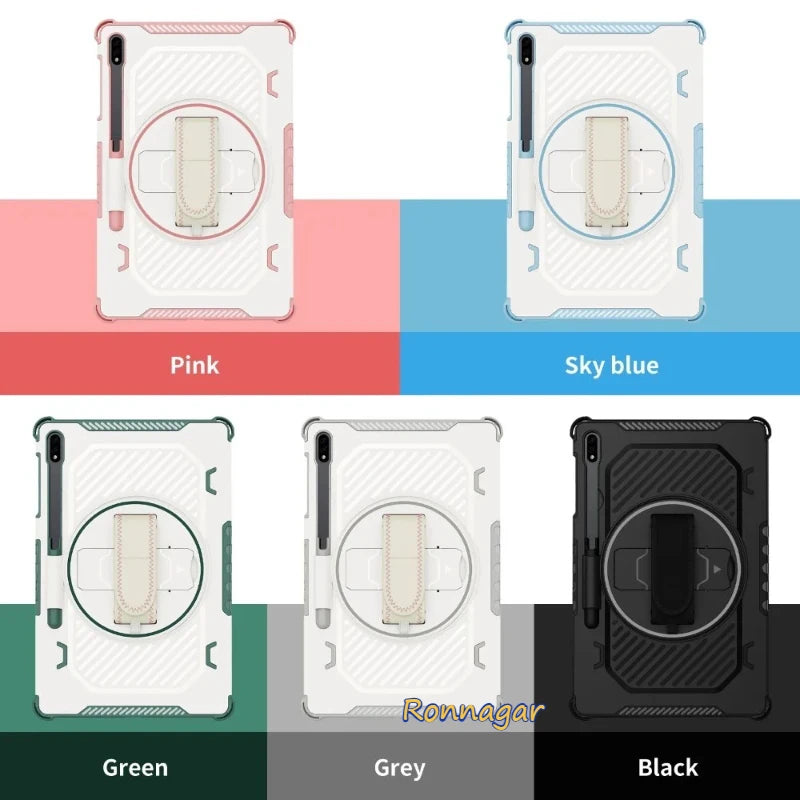 360 Rotating Case for Samsung Tab S10/S9/S8/S7 11Inch SM-X710/X700/T870 Heavy Duty Case for Galaxy S7+ S8+ S9+ S10Plus 12.4 Inch