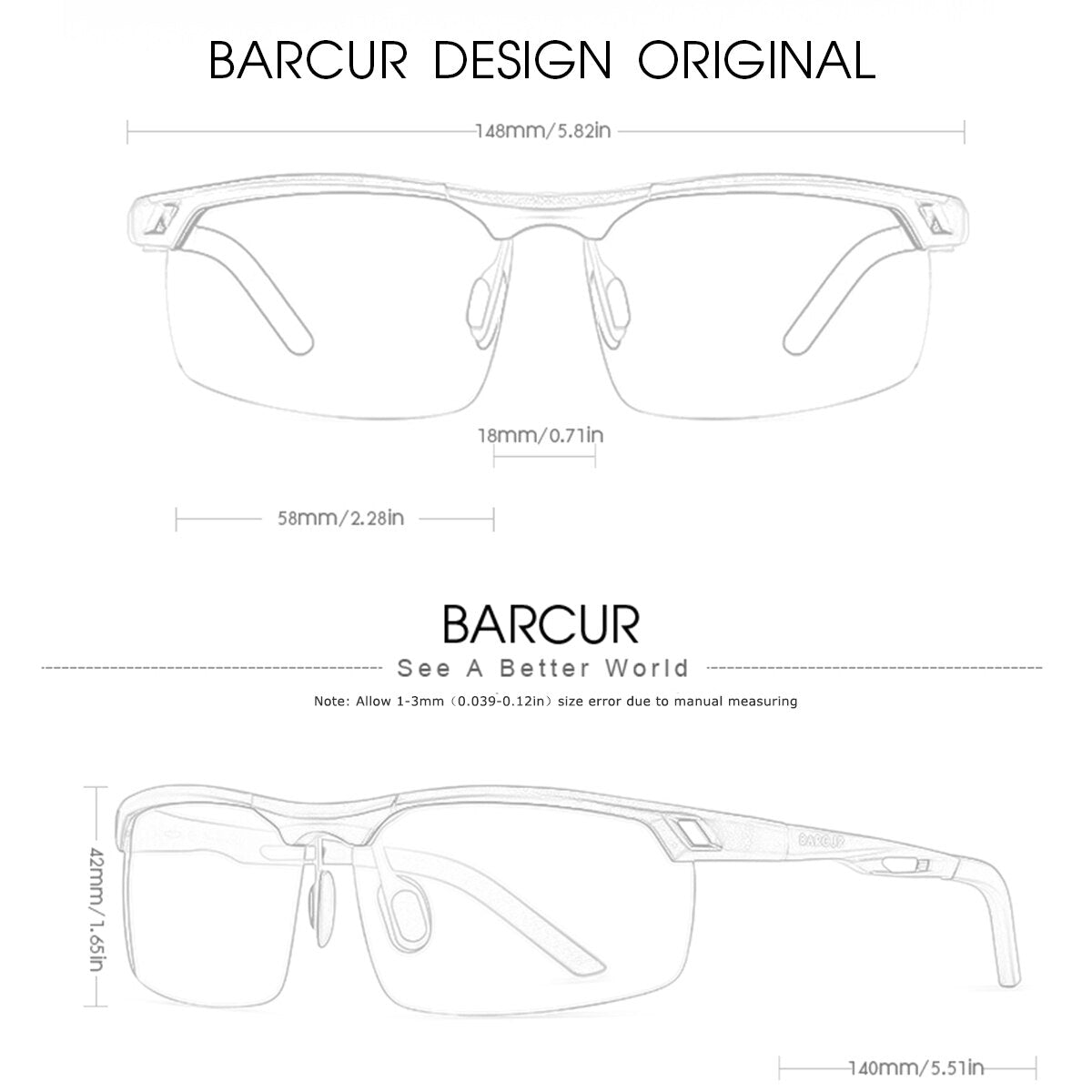 BARCUR Original Aluminium Mens Sunglasses Polarized UVA&B Protection Light Weight Sun Glasses for Man Women Sports Eyewear - KiwisLove