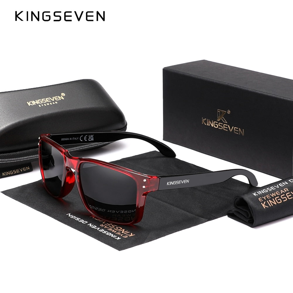 Genuine KINGSEVEN Brand Square Retro TR90 Polarized Sunglasses Women Men Carbon Fiber Pattern Design Outdoor Sports Eyewear - KiwisLove