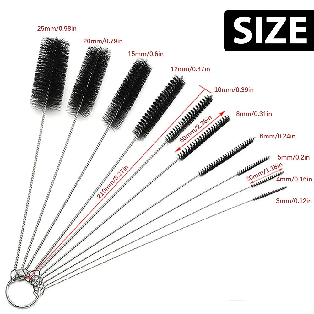 10PCS Cleaning Brush Set Multifunctional Detail Nylon Brushes for Straw/Lab Tube/Sippy Cup/Pipe/Keyboard/Spray Gun/Tool Cleaning - KiwisLove