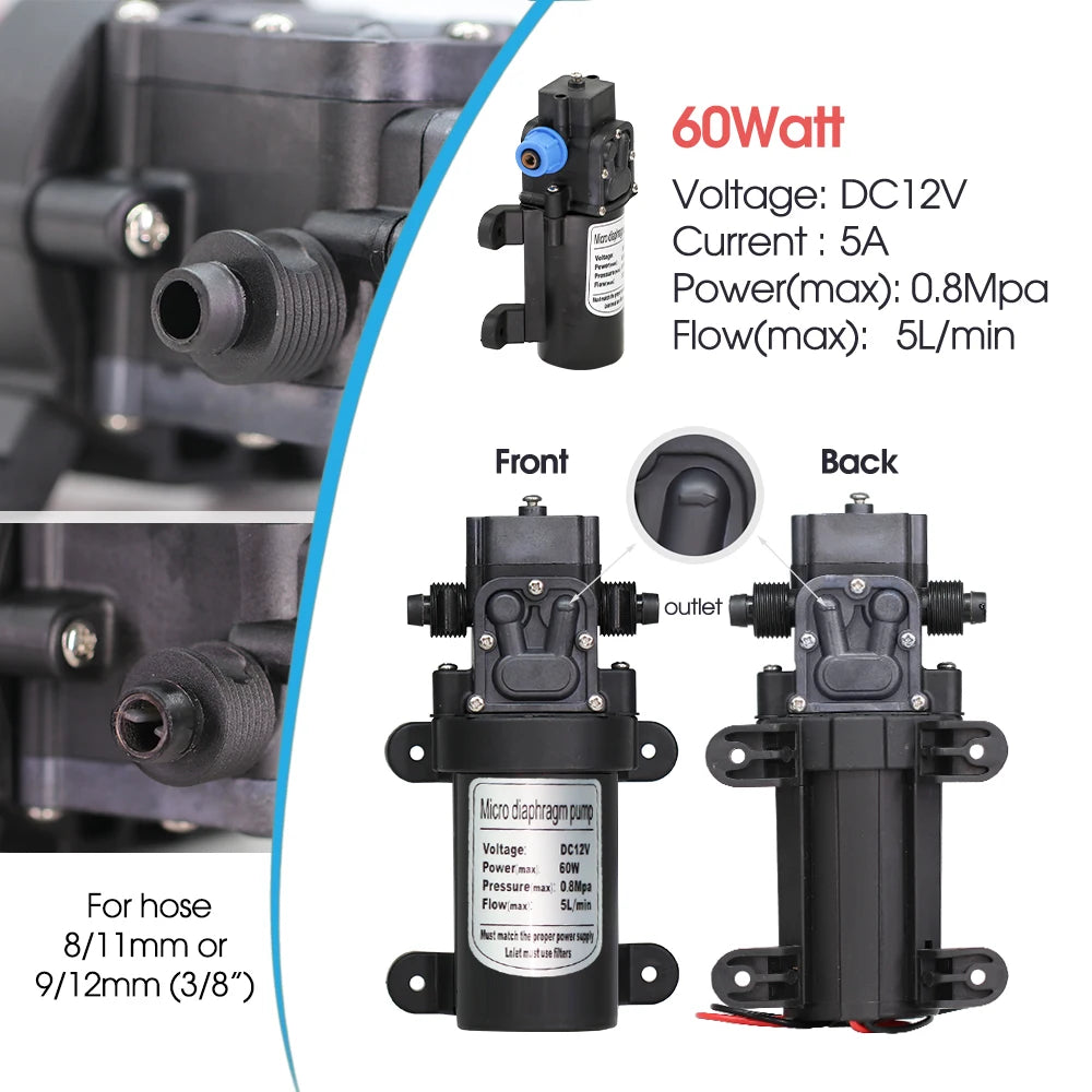 6-18m 0.6mm Misting Cooling System 60W Self-priming Pump Fine Atomization Sprayer for Garden Irrigation Humidification Watering