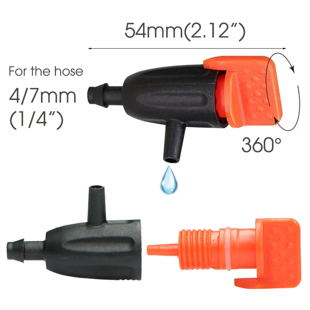 10/20pcs Garden Adjustable Dripper 1/4" Micro Drip Irrigation Emitter for Bonsai Potted Lawn 4/7mm Watering Hose Sprinklers Tool