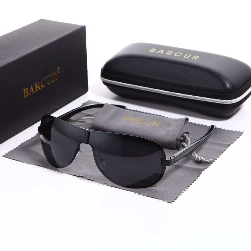 BARCUR Male Sunglasses Rimless for Men glasses Brand Designer with High Quality Rimless Sunglasses Black Metal Retro Sun glasses - KiwisLove