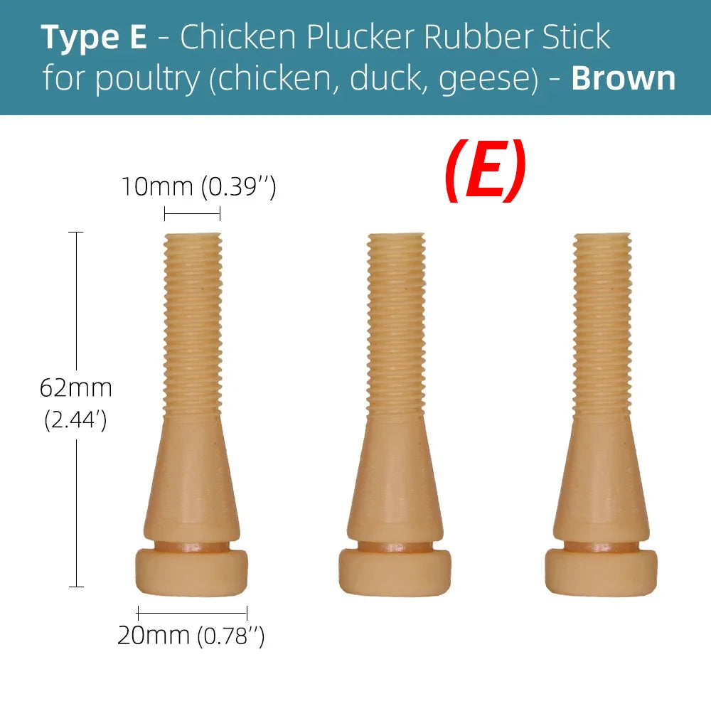 20PCS 5-Type Chicken Plucker Heavy Duty Fingers Poultry Duck Plucking Hair Removal Stick Natual Rubber Replacement for Geese