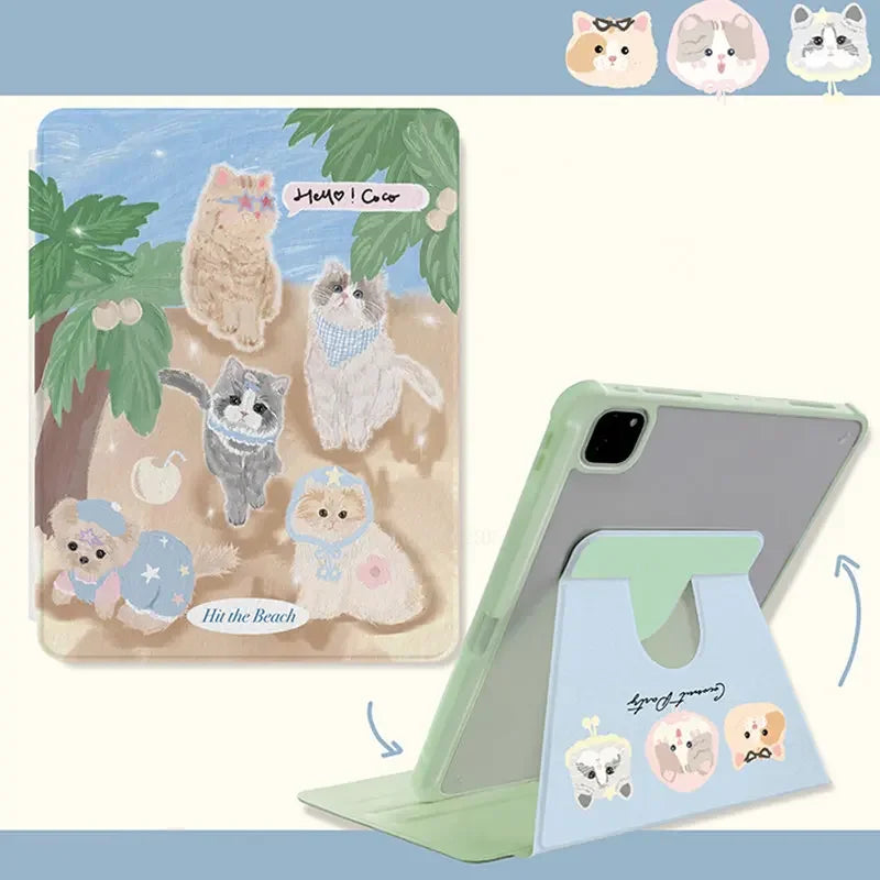 Graffiti Cat Case For iPad 10.2 9th 8th 7th A16 11th 2025 2024 Air11 13 inch Pro11 13 M4 Air4 5 10.9 10.5 IPad10 Pro12.9 5th 6th