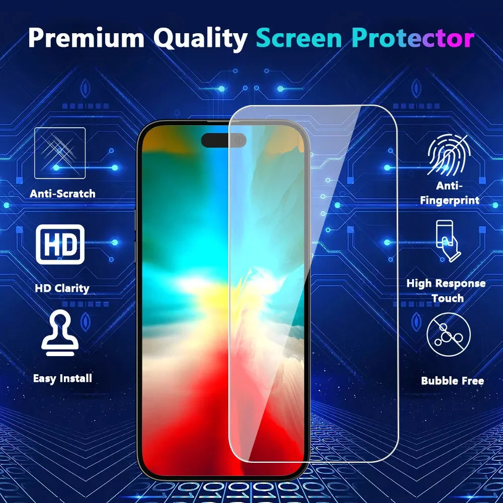 5pcs Tempered Glass For iPhone 15 Pro Max Screen Protector For iphone 7 8 11 12 13 14 Plus X XR XS Max Mini Protective Glass - KiwisLove