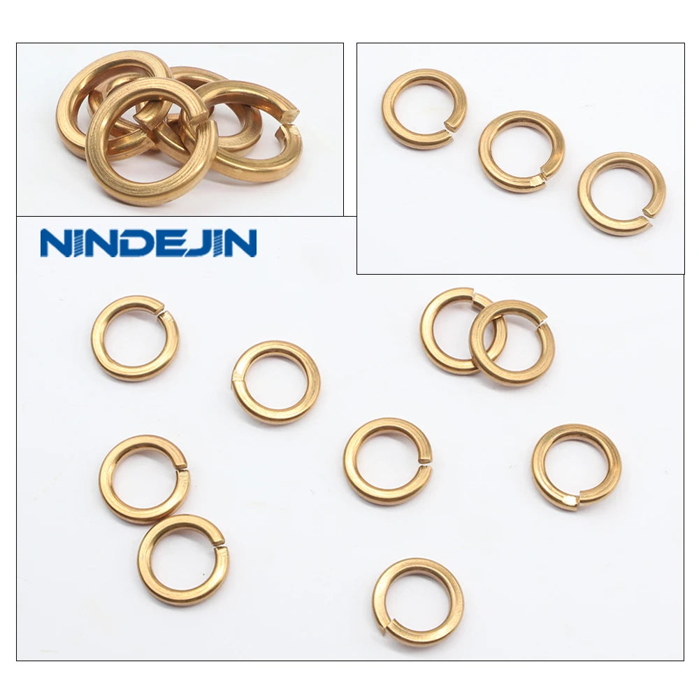 NINDEJIN Single Coil Spring Lock Washer for Assembly M2 M2.5 M3 M4 M5 M6 M8 M10 Copper Spring Split Lock Washer GB94 - KiwisLove