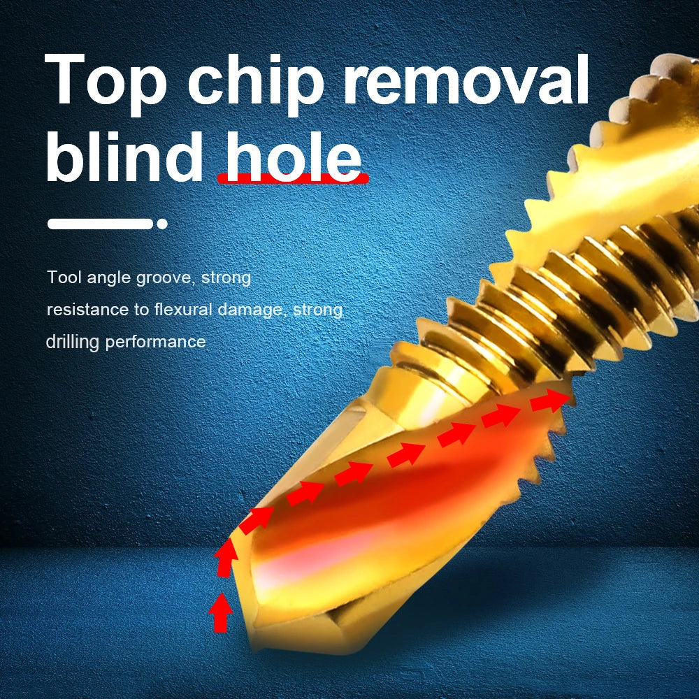 NINDEJIN 6pcs/set metric thread tap drill bits set m3 m4 m5 m6 m8 m10 hex shank hss 6542 screw tap drill bits set for metal wood - KiwisLove