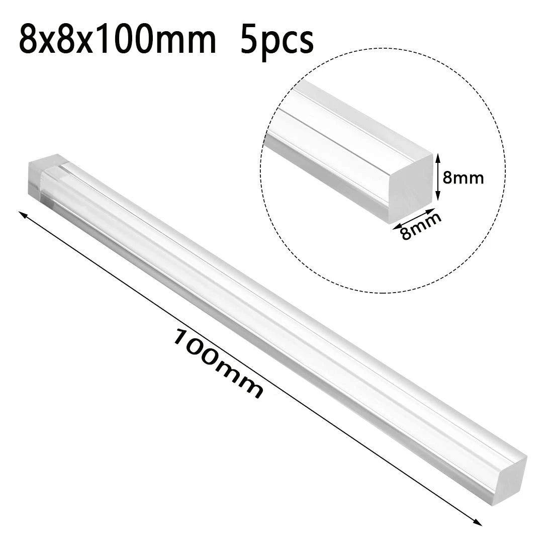 1-10pcs Acrylic square rod, hyaline plastic rod, acrylic rod Length 100-500mm DIY craft architectural model material