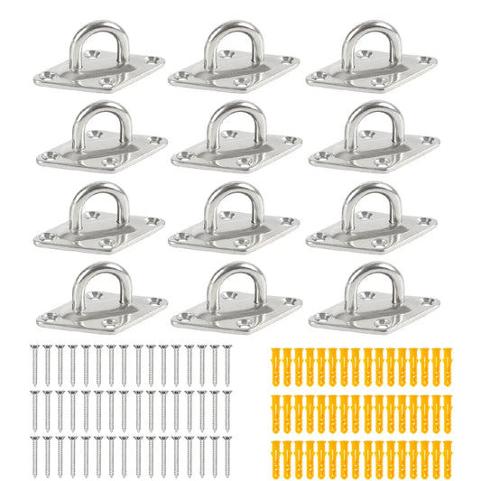 4/10/12Pcs Staple Ring wall Hook Heavy Duty Fixed Pad Eye Plate Anchor Mount U-shaped Hammock Hooks Ceiling Deck Door Buckle
