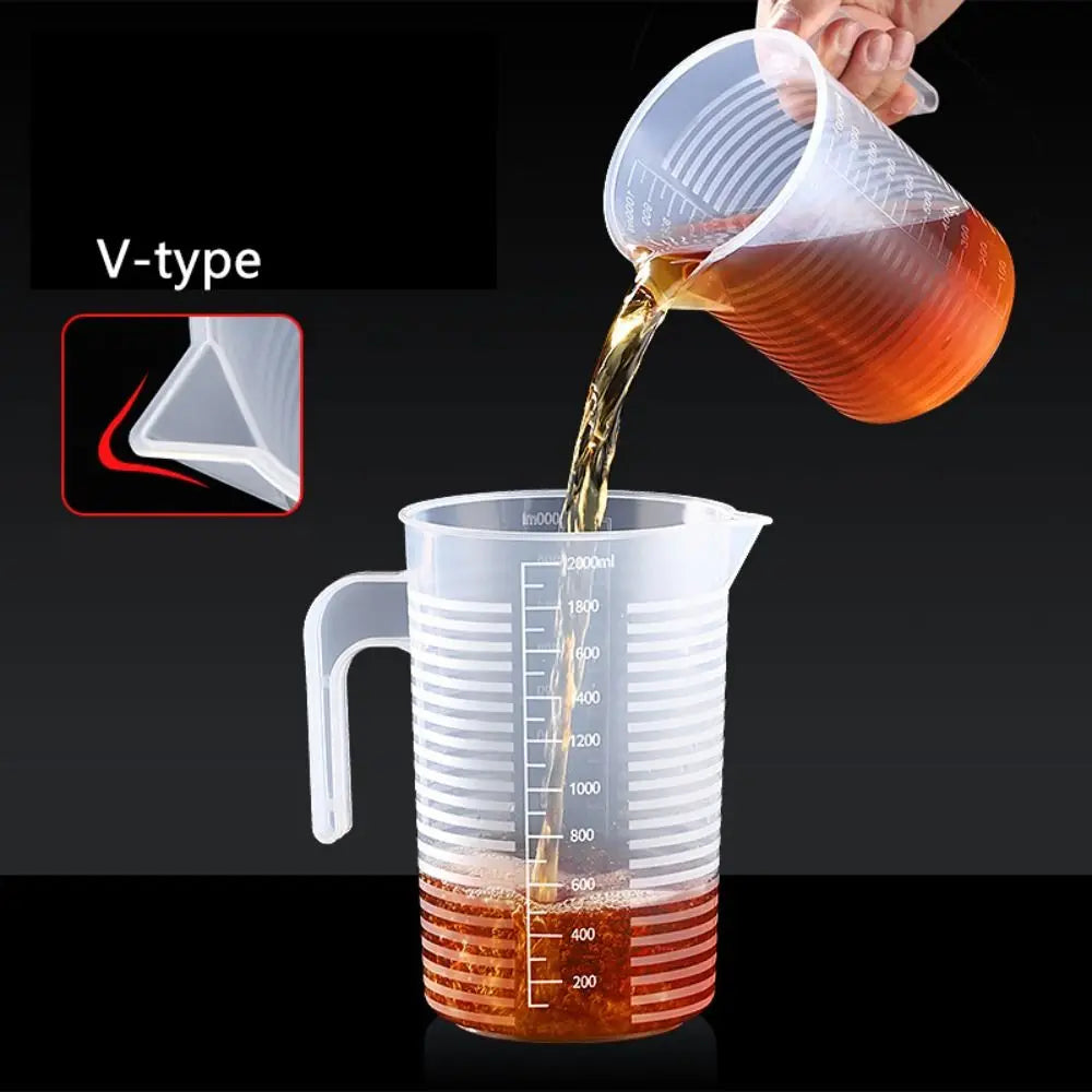 1PC Clear Graduated Measuring Cup Scale Plastic Transparent Mixing Cup Large Capacity With Lid Laboratory Beaker Kitchen Baking - KiwisLove