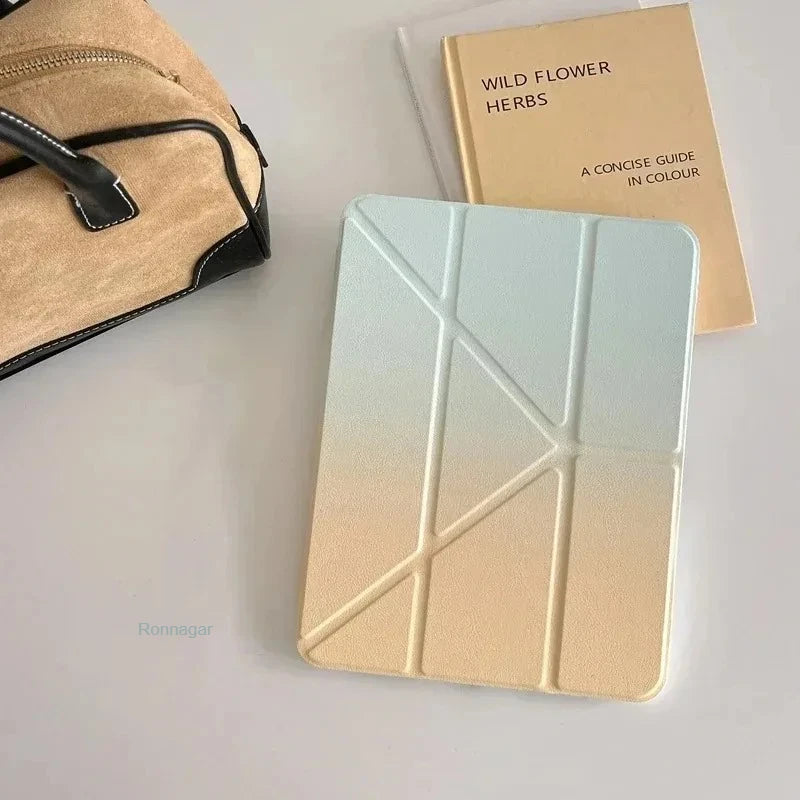 Gradient Color Y-Flip Case for iPad 9th 10.2 inch 8th/7th Gen 10th A16 11th Air11 13 2025 Pro11 M4 12.9 5th 6th Sleep/Wake Cover