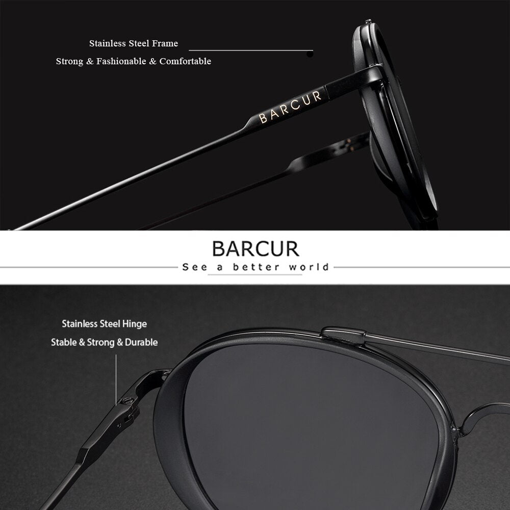 BARCUR Design Round Sunglasses for Men Women Retre Sun Glasses Classic Eyewear Accessory Oculos Gafas De Sol - KiwisLove