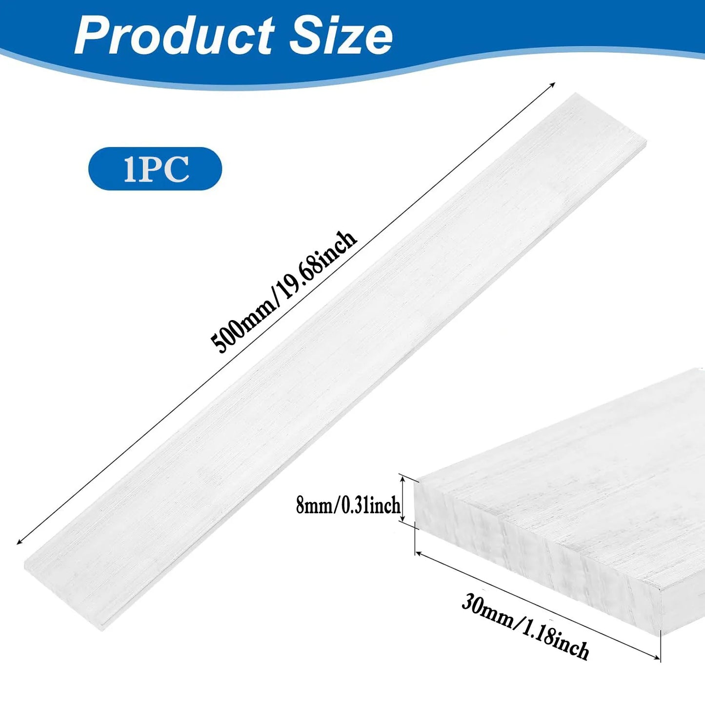1pcs 500mm 6061 Aluminum Flat Bar Solides Rectangular Metal Plate Strip for DIY/Machining/Construction