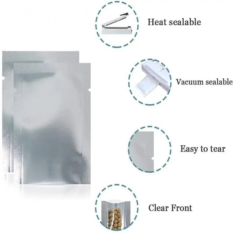 5-100PCS Heat Seal Aluminium Foil Bags Vacuum Sealer Pouches Food Grade Storage Bag Kitchen Supplies