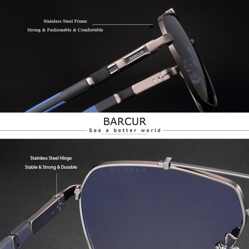 BARCUR Square Mens Sunglasses Polarized Driving Gradient Sun Glasses for Men UV400 Shades Eyewear Oculos Gafas De Sol - KiwisLove