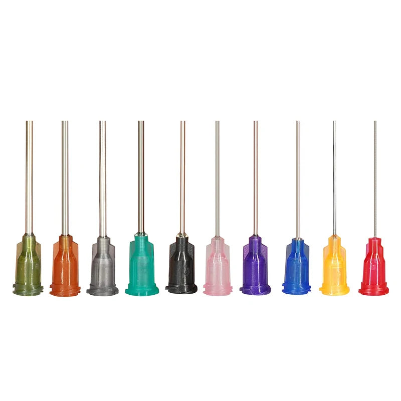 10/25pcs 1.5 Inch Dispensing Needles Syringe Needle 1.5 Inch Length Machine Nozzle Glue Needle Blunt End Threaded Port 14G-27G