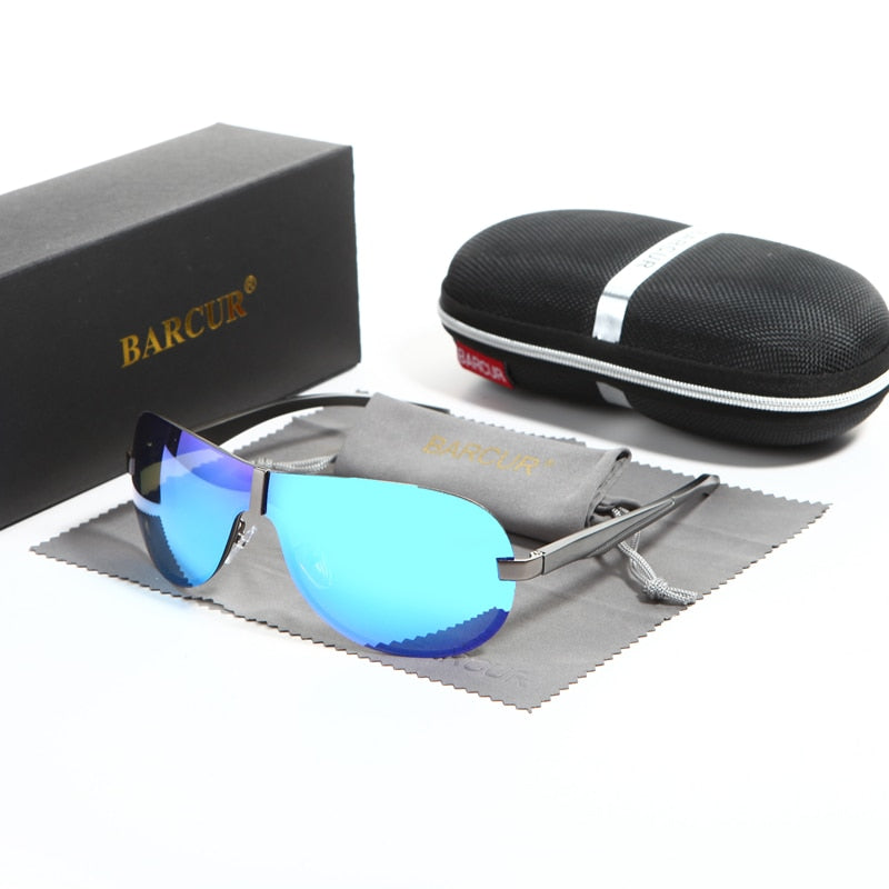 BARCUR Male Sunglasses Rimless for Men glasses Brand Designer with High Quality Rimless Sunglasses Black Metal Retro Sun glasses - KiwisLove