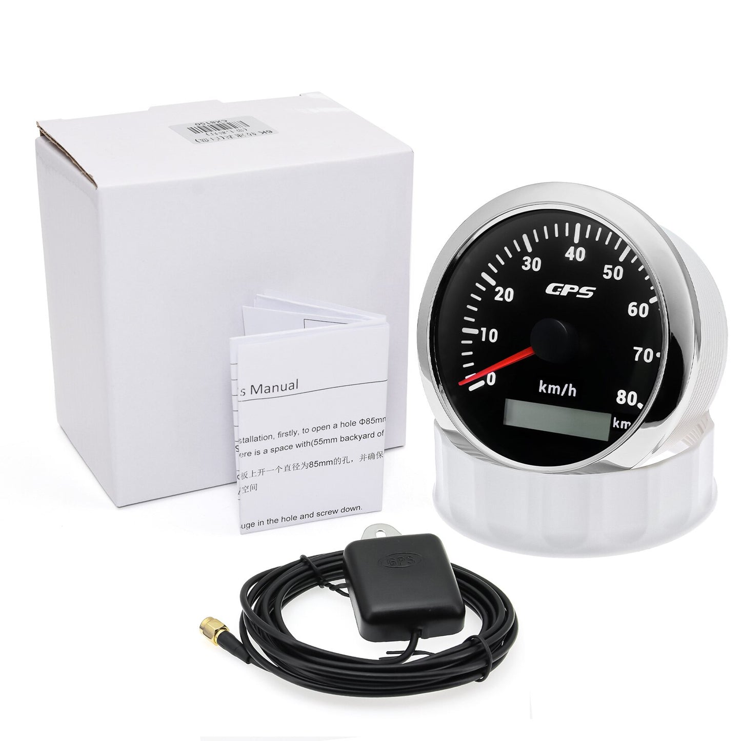 60/120/200KMH 85MM GPS Speedometer Gauge 7 Color Light with GPS Antenna Waterproof Motorcycle Boat Car Truck Speed Gauge Meter - KiwisLove