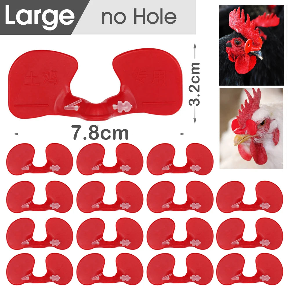 50pcs Chicken Red Glasses  Plastic Pheasant Anti-pecking Goggles Glasses with Bolt Protect Eyes Feeding Farm Poultry Hens access