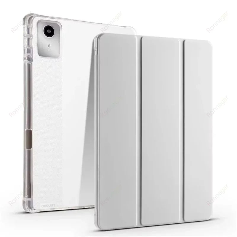 With Pencil Holder Case for Lenovo Tab M11 11" 2024 TB330FU 2025 TB335FC Slim Folding Soft Protective Case Translucent Back Case