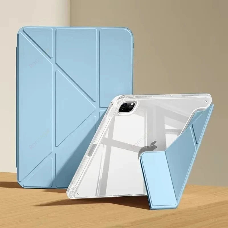 Y-Folding Case for iPad Air11 13 inch M3 M2 2025/2024 Pro11 13'' M5 M4 A16 11th Air 4 5 10th 9th 10.2 10.5 10.9 Clear Back Shell