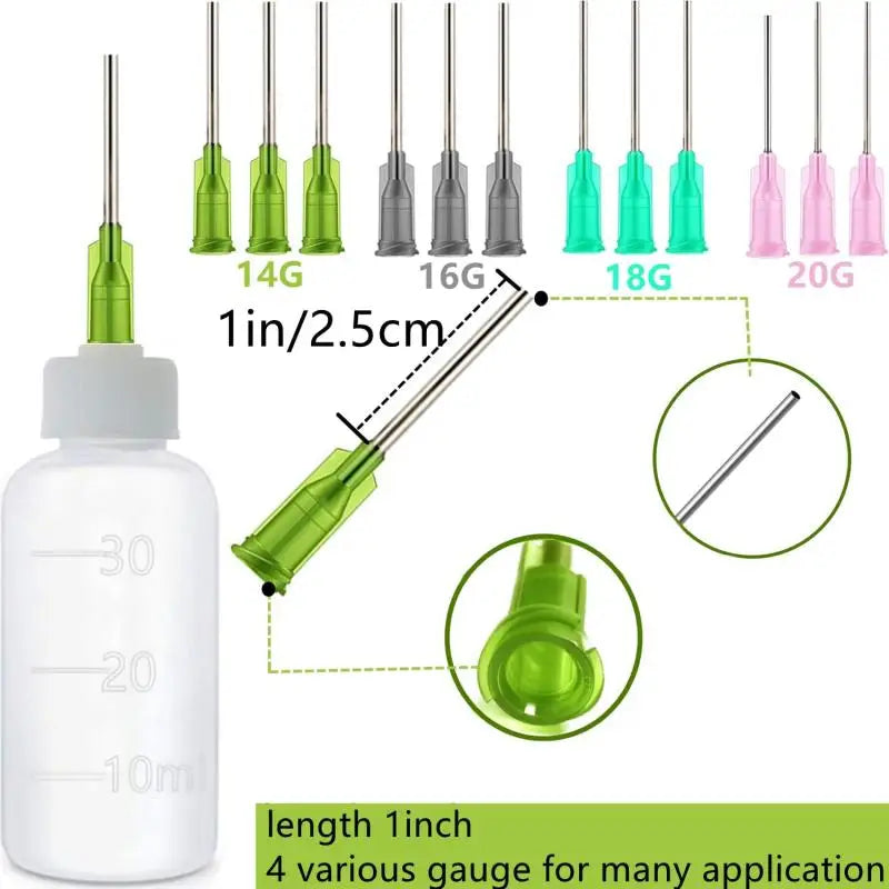 Dispensers Applicator Kit Plastic Squeeze Bottless Dropping Tube Nozzle and Blunt Tip Needle etc Works for Liquid Glue and Ink