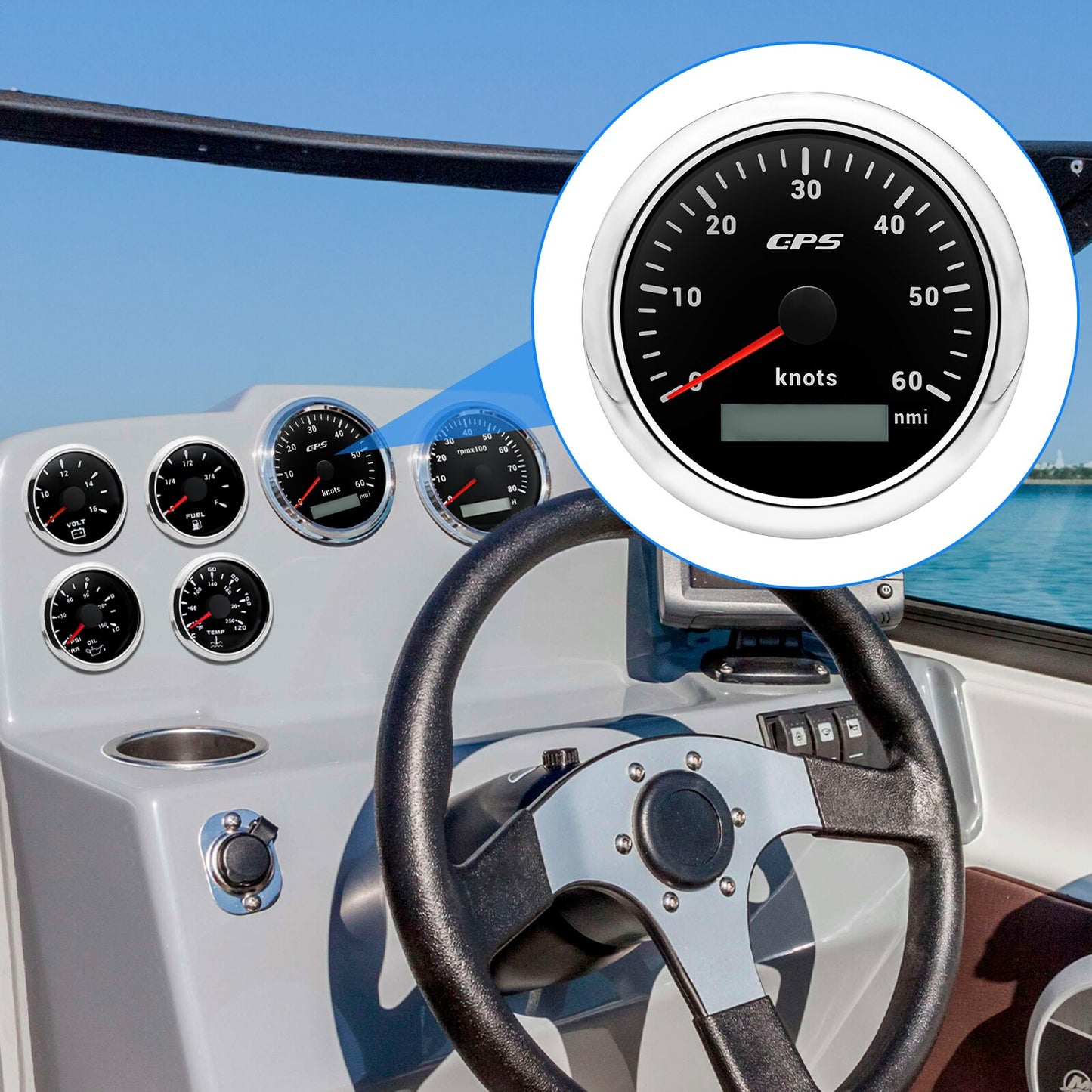 New GPS Speedometer 7 Color Backlight Motorcycle Car Boat Speed Meter 60 km/h 30 knots 120MPH Speedometers With GPS Sensor - KiwisLove