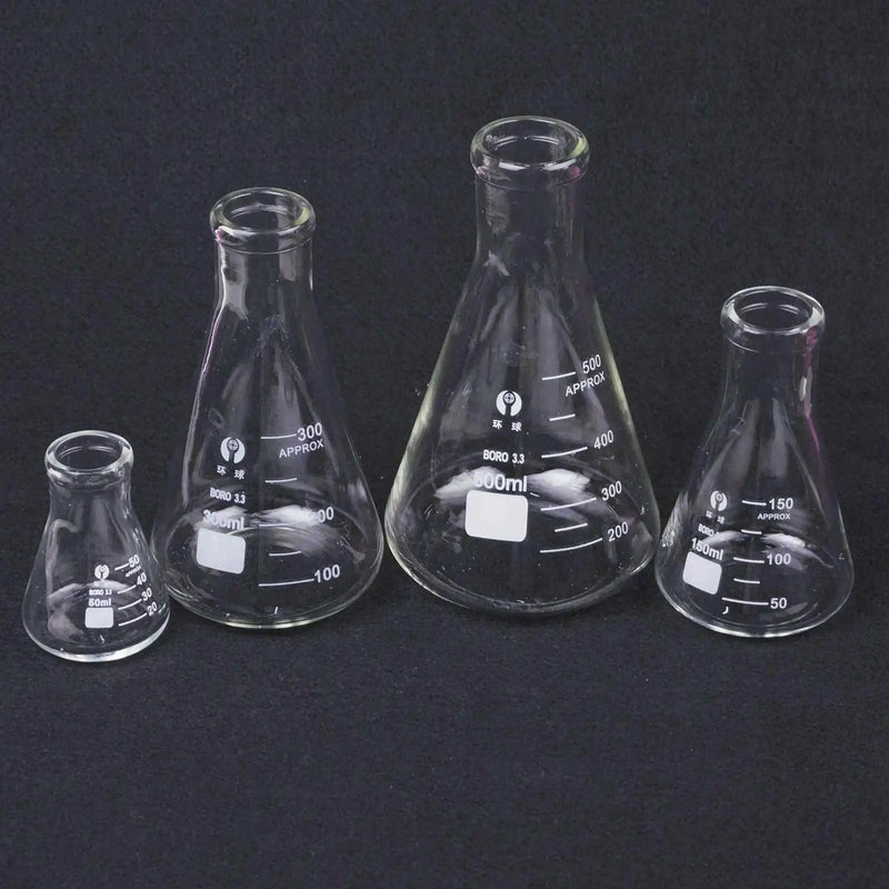 50ml 100ml 150ml 200ml 250ml 300ml 500ml 1000ml 2000ml 3000ml 5000ml Conical Erlenmeyer Flask G3.3 Borosilicate Glass Lab - KiwisLove