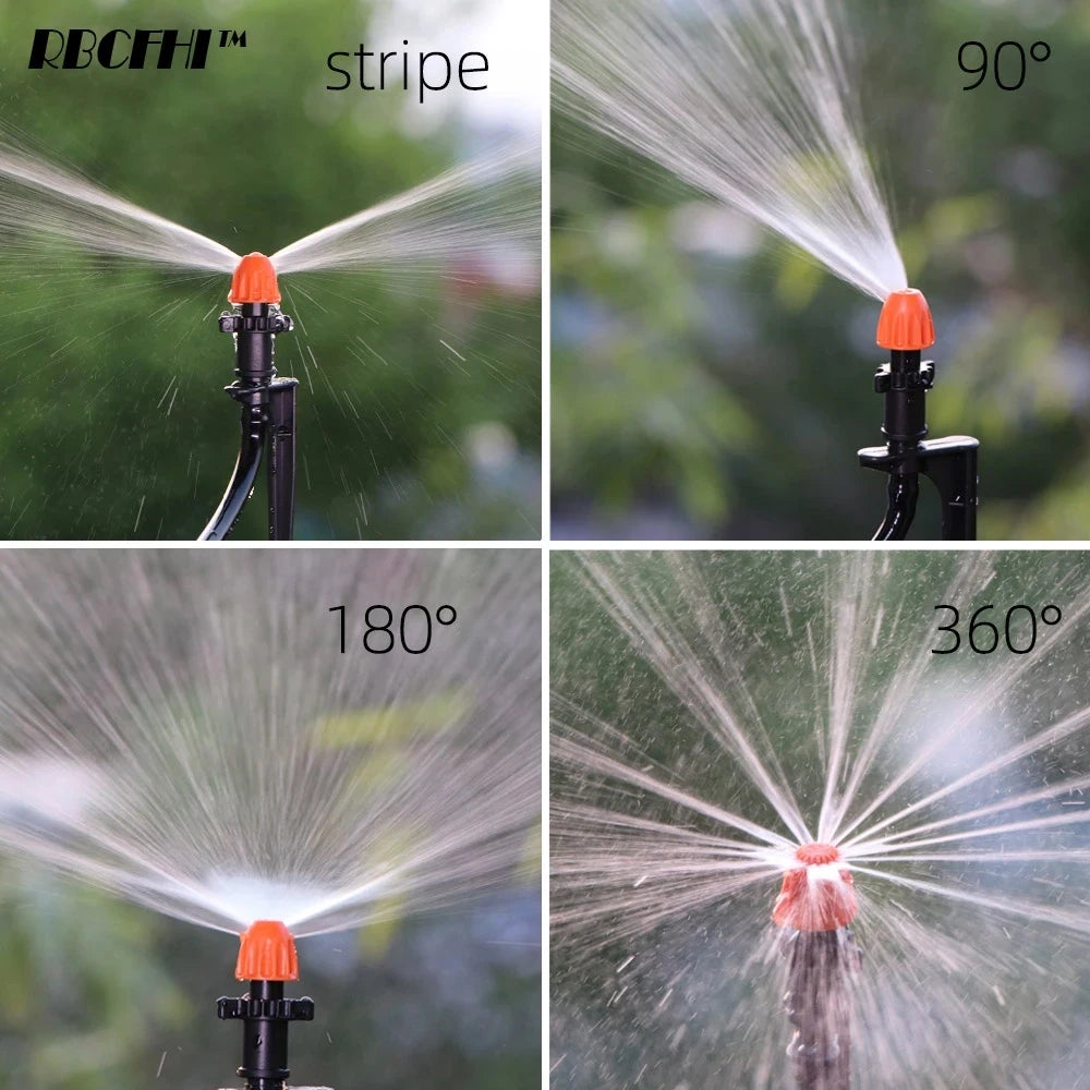 20pcs 90°/180°/360° Garden Irrigation Spraying Sprinkler Misting Nozzle for 5mm Thread Barb Coupling Joint for Bonsai Lawn Yard