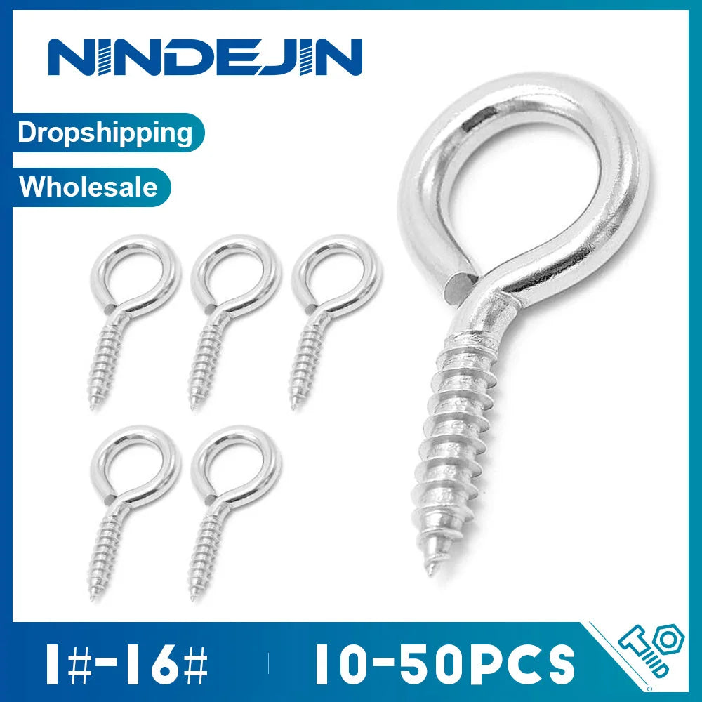 5-50pcs 5#-16# Heavy Duty Eye Hooks Screw Nickel Plated Steel 1# 2# Small Eyelet Screw for DIY Jewelry Craft - KiwisLove
