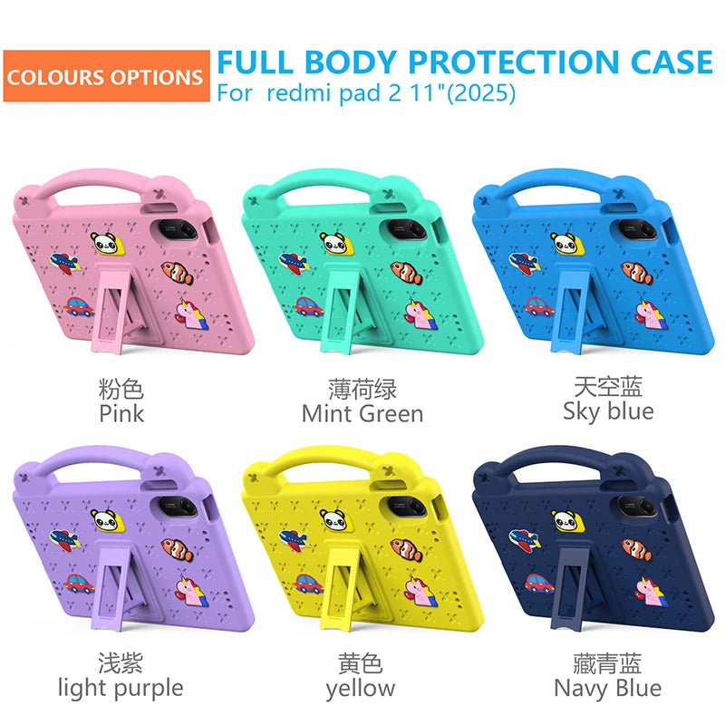 EVA Bear Case for Xiaomi Redmi Pad 2 2025 11inch Tablet Case Kids Friendly Shockproof Stand Protective Case for Redmi Pad 2 11"