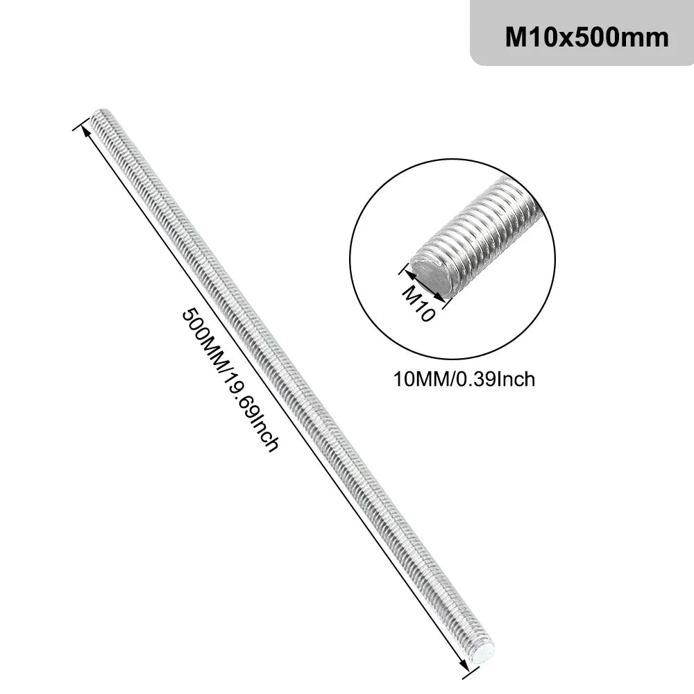 1pcs 304 Stainles Steel Threaded Rod Diameter M2 M2.5 M3 M4 M5 M6 M8 M10 M12 M14 M16 M18 M20 Length 250mm 500mm