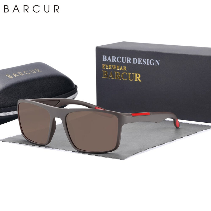BARCUR TR90 Mens Sunglasses Polarized Ultralight Sports Sun Glasses For Women Square Eyewear UV400 Protection Eyewear Oculos - KiwisLove