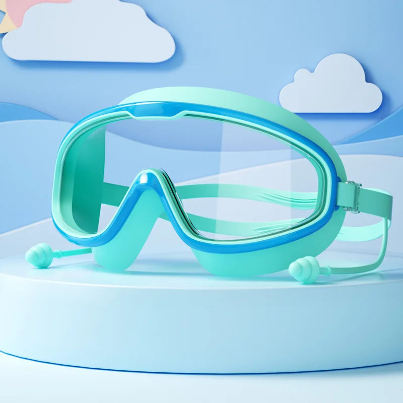 Kids Swimming Goggles Big Frame HD View Anti-fog Waterproof Children's Swim Goggles Boys and Girls Multi-color to Choose