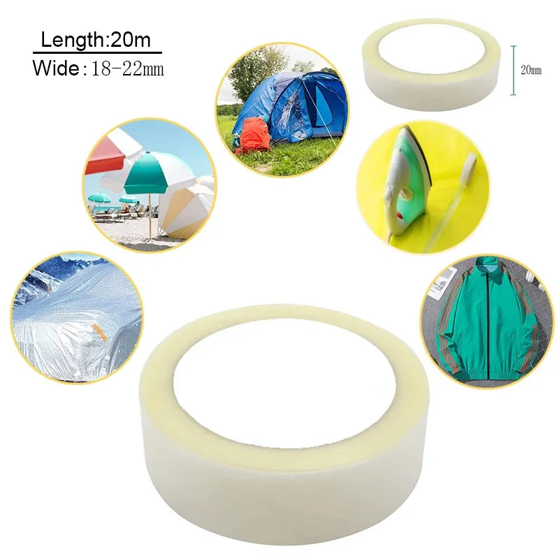 20Meter Waterproof Seam Sealing Tape Iron On Hot Melt 2 Layer PU Coated Fabrics Outdoor Tools for Sportswear Clothing Tent 20mm