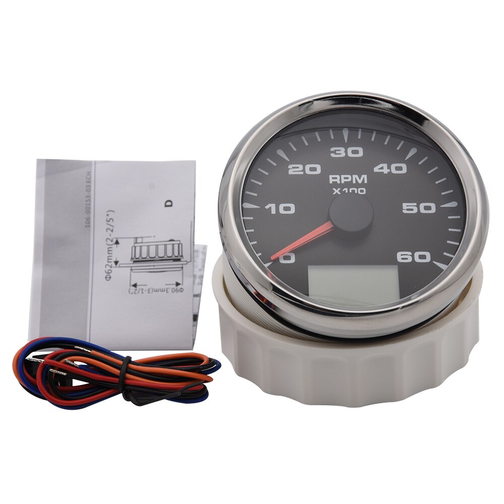 HD 85MM Gauge Universal 3000-8000RPM Tachometer Gauge With Trip Hour Meter 7 Colors Backlight for Marine Boat 3000-8000RPM - KiwisLove