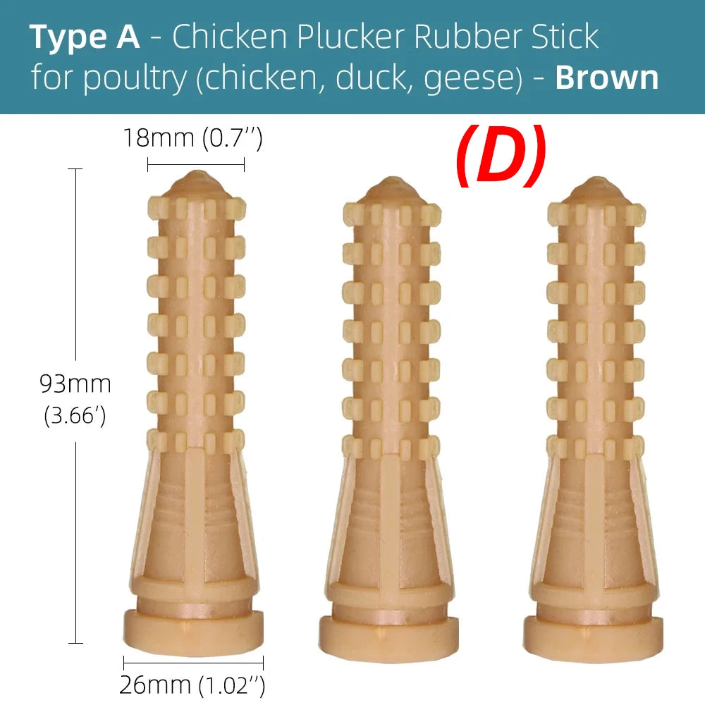 20PCS 5-Type Chicken Plucker Heavy Duty Fingers Poultry Duck Plucking Hair Removal Stick Natual Rubber Replacement for Geese