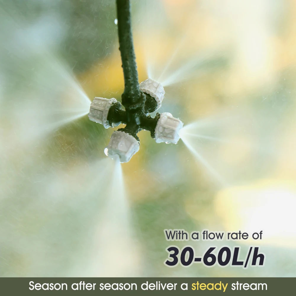 Garden 5PCS 30-60L/h Cross Misting Sprinklers 4 Outlet Spray Cooling System for Outdoor Garden Plants Atomizing Nozzle Lrrigatio