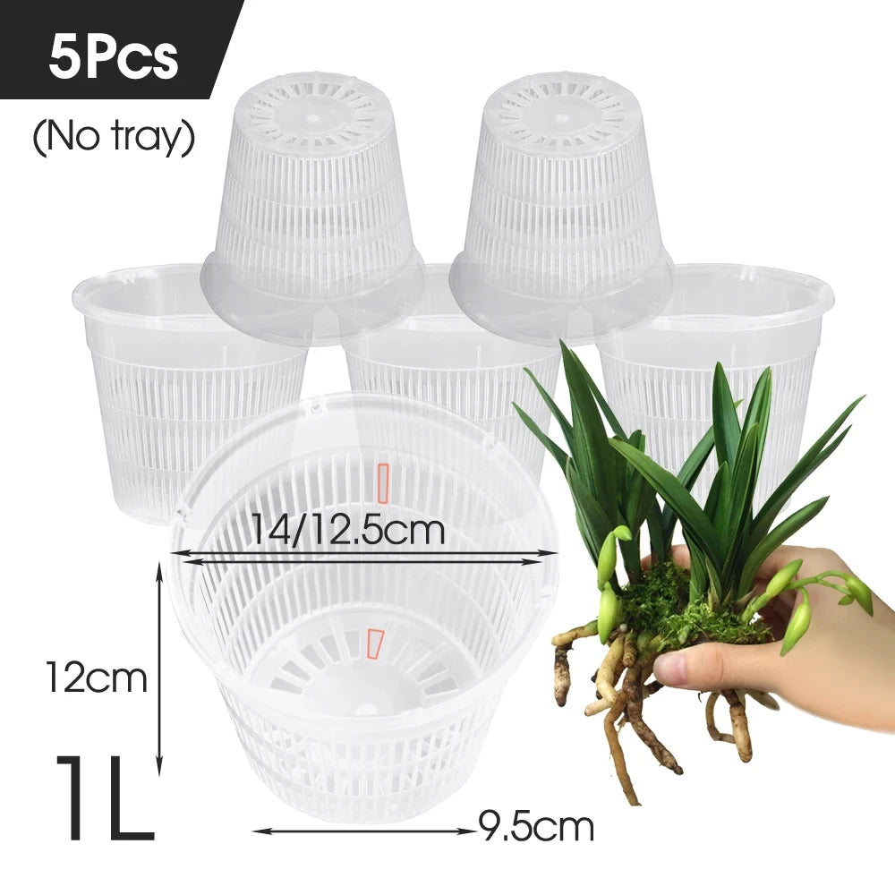 5/10PCS Clear Plastic Orchid Pots with Holes Breathable Slotted Planter for Home Decoration Garden Flower Basket Indoor Outdoor