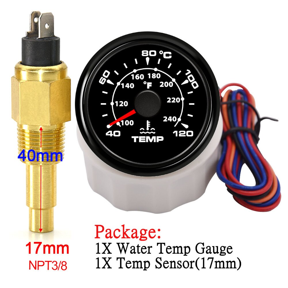 10mm 14mm 17mm 21mm Temperature Sensor + 52mm Water Temperature Gauge Universal for Boat Car Auto Motorcycle Thermometer - KiwisLove