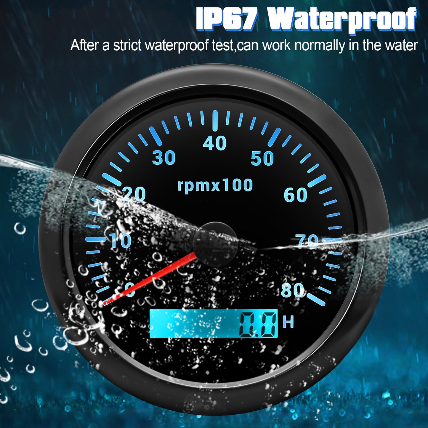 HD 8K 6K 4K 3K 8000rpm Boat Tachometer Marine Tacho Meter Gauge LCD Hourmeter 85mm Car Tachometer Toerenteller 7Colors Backlight - KiwisLove
