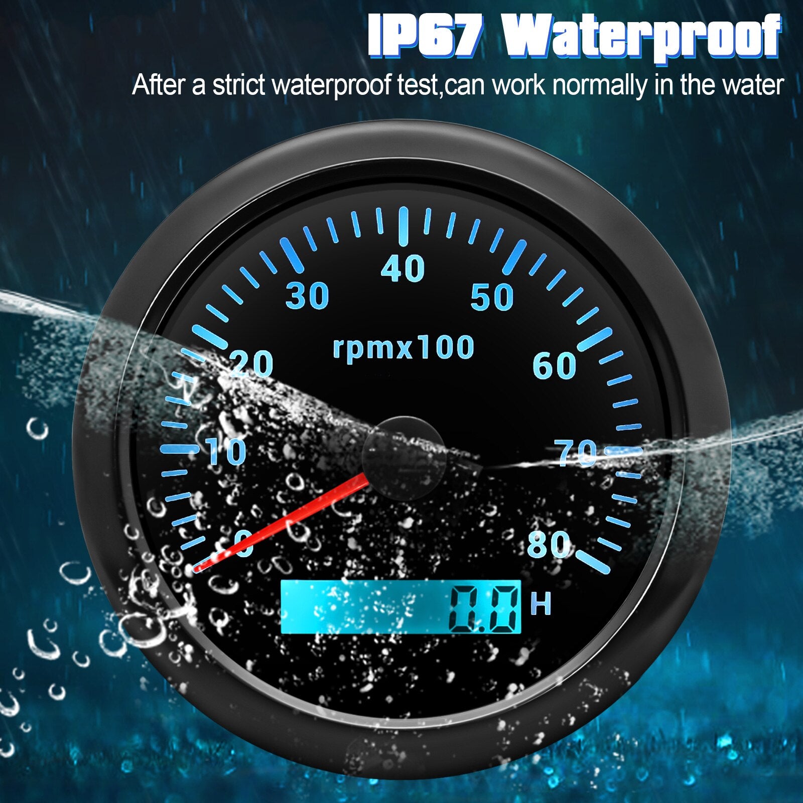 HD 8K 6K 4K 3K 8000rpm Boat Tachometer Marine Tacho Meter Gauge LCD Hourmeter 85mm Car Tachometer Toerenteller 7Colors Backlight - KiwisLove