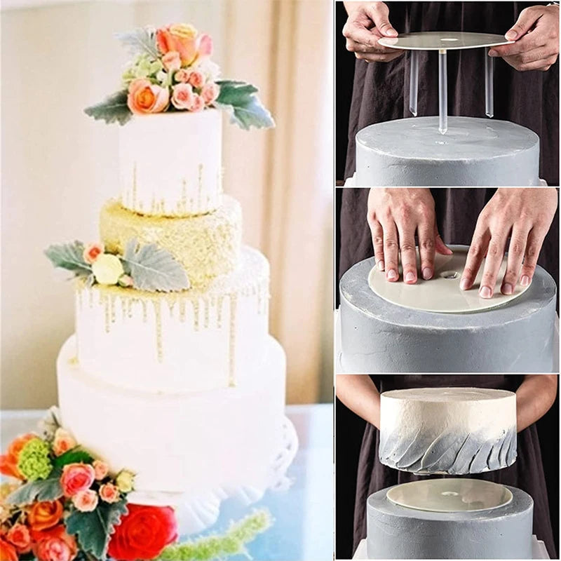 Plastic Cake Dowel Rods Set White Cake Sticks Support Rods Separator Plates Multilayer Cake Stand Suspended Gasket