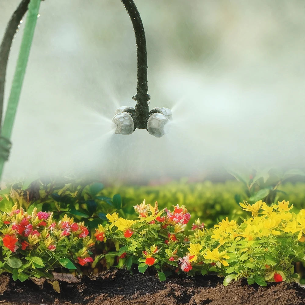 Garden 5PCS 30-60L/h Cross Misting Sprinklers 4 Outlet Spray Cooling System for Outdoor Garden Plants Atomizing Nozzle Lrrigatio