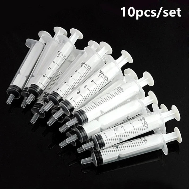 10x Disposable Plastic 5ml Injector Syringe No Needle for Lab Nutrient Measuring Small Pet Food Feeder (Without needle) - KiwisLove