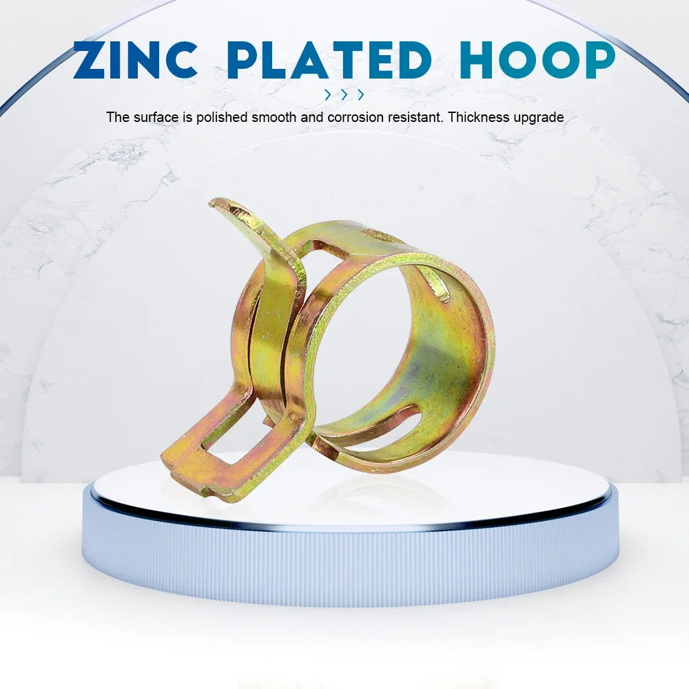 NINDEJIN 20pcs Spring Hose Clamp Fuel Pipe Water Pipe Clamp Silicone Vacuum Hose Pipe M6-M15 Zinc Plated Thicken Clip Fastener - KiwisLove