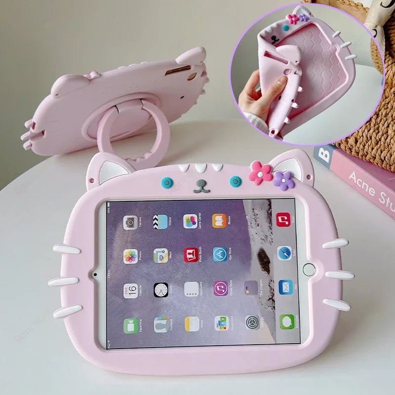 3D Cartoon Cat Funda For Xiaomi Redmi Pad SE Case 11" 2023 Xiaomi 6/6Pro 5/5Pro 11 inch 360 Rotating Case Kids Friendly Silicone