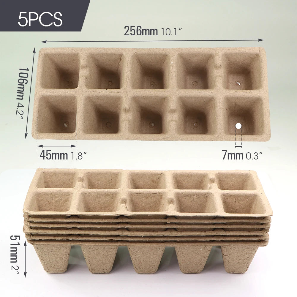 5/10pcs 10-Hole Peat Pots Seed Starter Trays Germination Trays Biodegradable Seedlings Container Plant Starting Kits Garden Acce